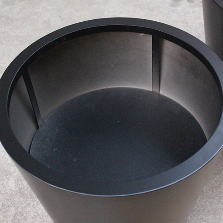Large outdoor vertical round garden planters black metal flower pot