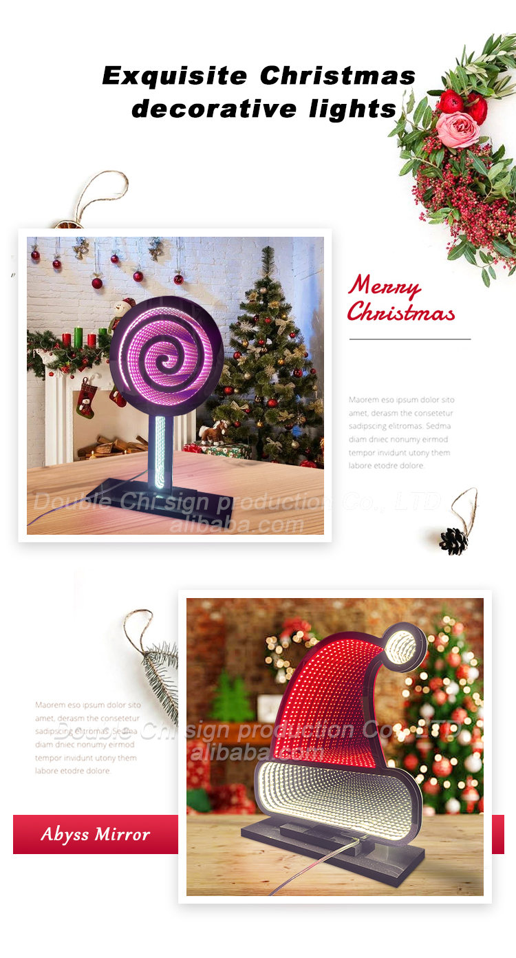 DC 12V LED Light Christmas Snow Globe Acrylic Magic Mirror Abyssal Infinite Mirror 's