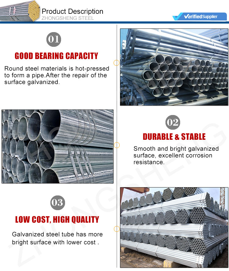 ASTM/AISI/SGCC/CGCC/TDC51DZM/TDC52DTS350GD/TS550GD/DX51D Z Q195-q345 Regular Spangle Hot Galvanized Steel Round Pipe Tube