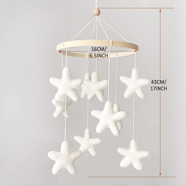 White Star Felt Baby Moblie For Crib Nursery Decorations Accept Custom Color And Size
