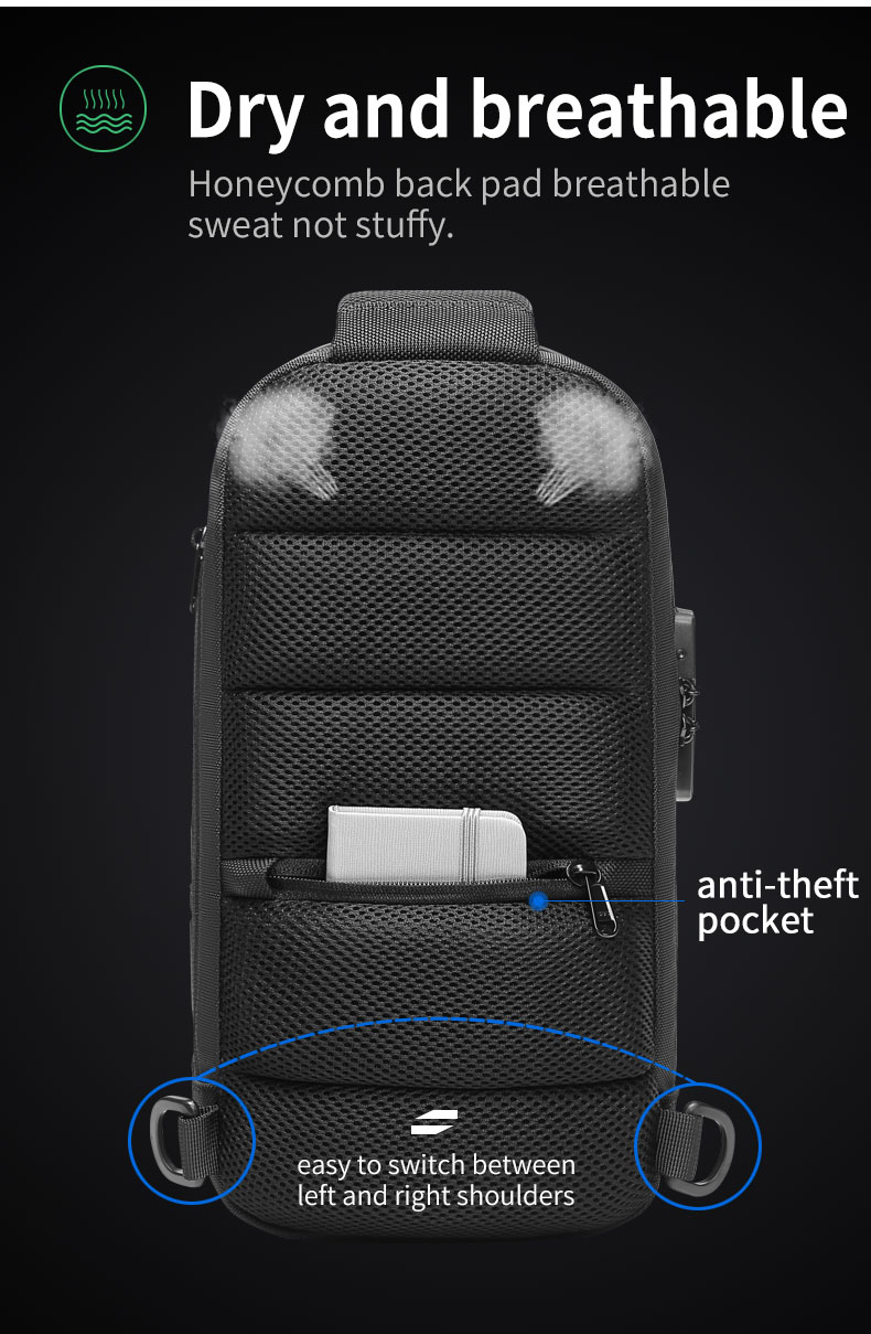 Factory wholesale waterproof fashion anti theft crossbody chest shoulder sling bag for men