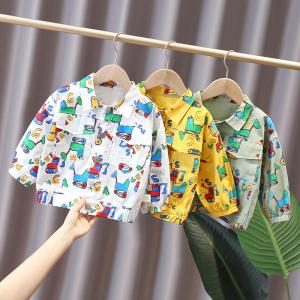China 6 Years Unisex Spring Children'S Clothing Long Sleeve Denim Jacket Cartoon Car wholesale