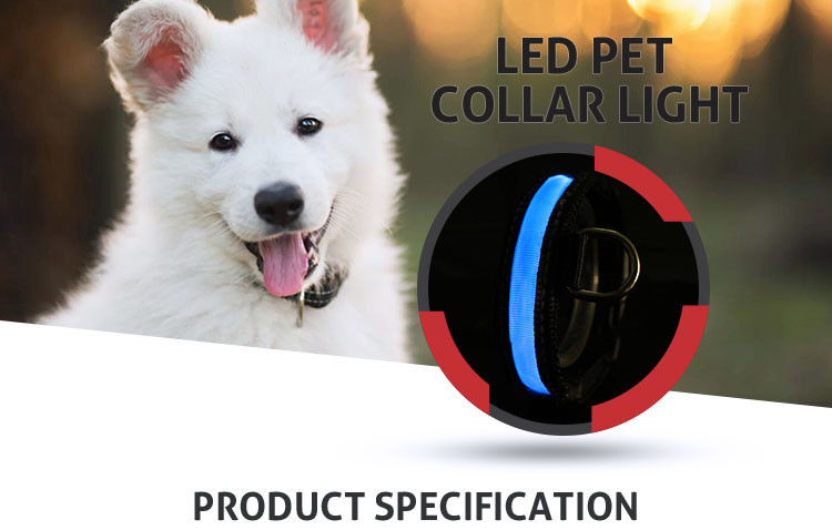 Adjustable Waterproof USB Rechargeable LED Dog Collar , Small / Medium Sized Dog Collar