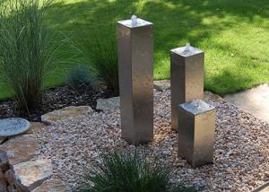 China Square Cylinder Cascading Garden Water Fountain Feature Of Stainless Steel wholesale