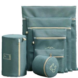 China Green Mesh Laundry Bag Double Layer Nylon Fabric Material OEM wholesale