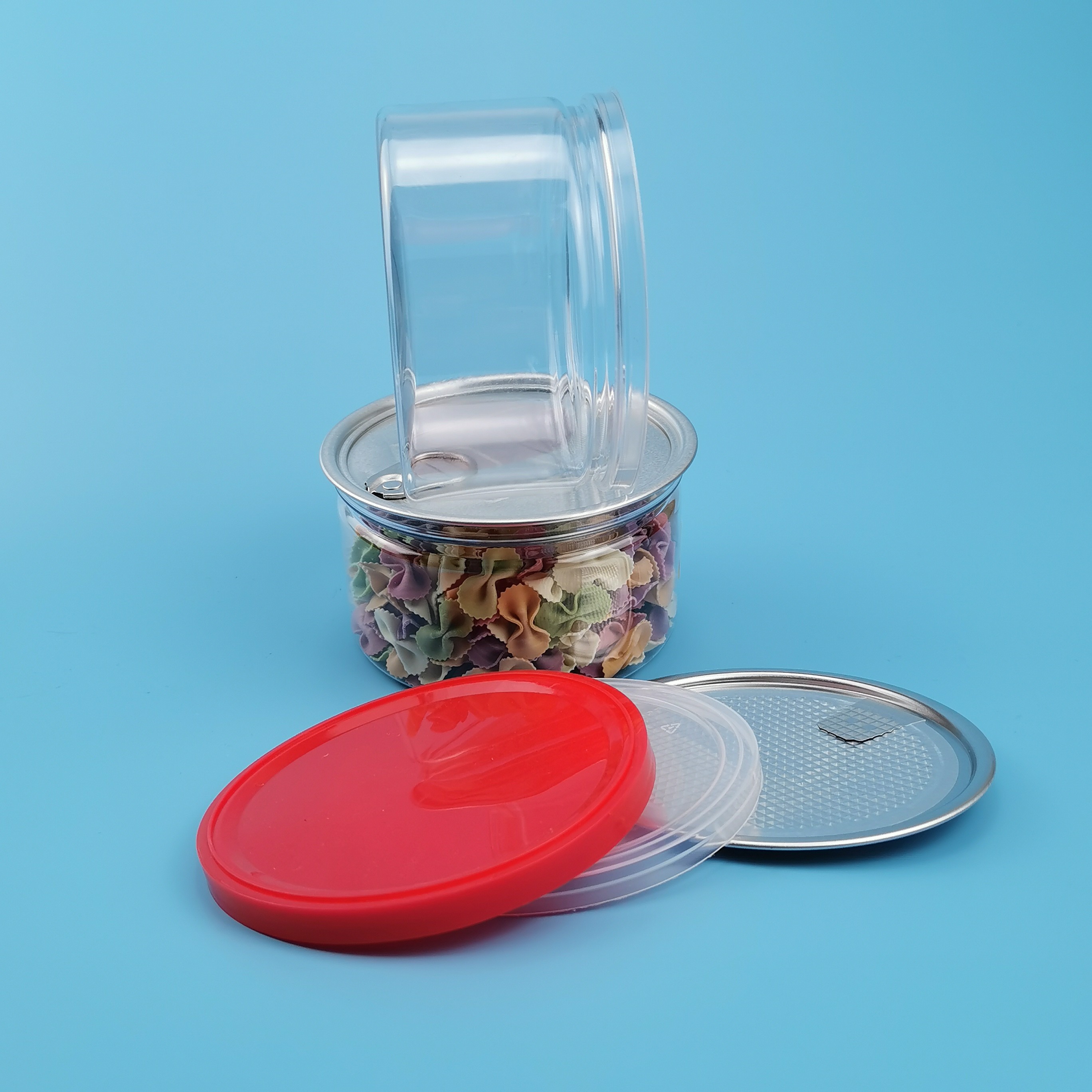 FDA Peel Off Lid Cylinder 0.5L PET Leak Proof Plastic Jars