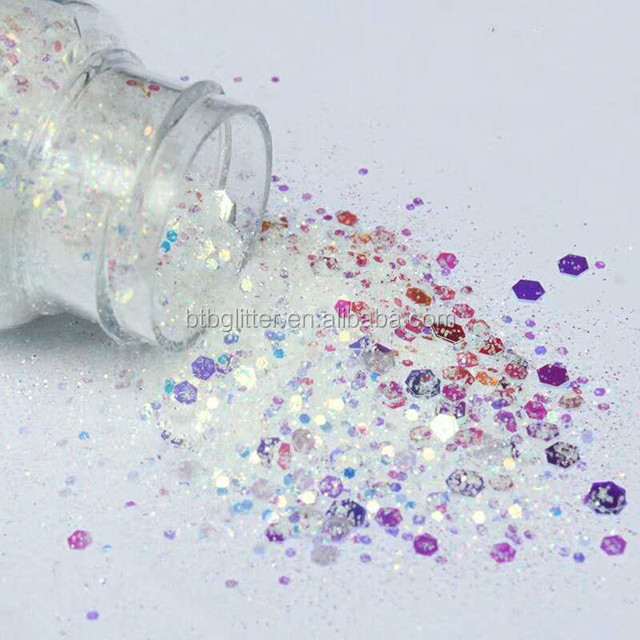 Polyester Bright Rainbow Candy Sparkle Mixes Shapes Chunky Glitter Confetti Customized for Your Requirements