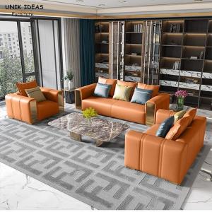 China Luxury Leather Modern Living Room Sectional Sofas Couches With Recliners Brown wholesale