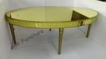 Oval Glass Top Tables For Kitchen , Deluxe Glass Dining Table With Wooden Legs
