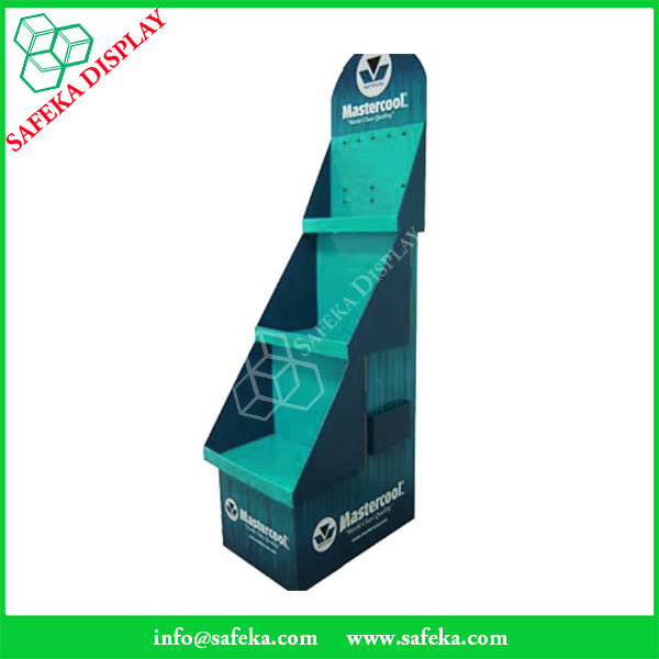 3 tier printing supermarket display rack design corrugated floor display stand pos customer display tray