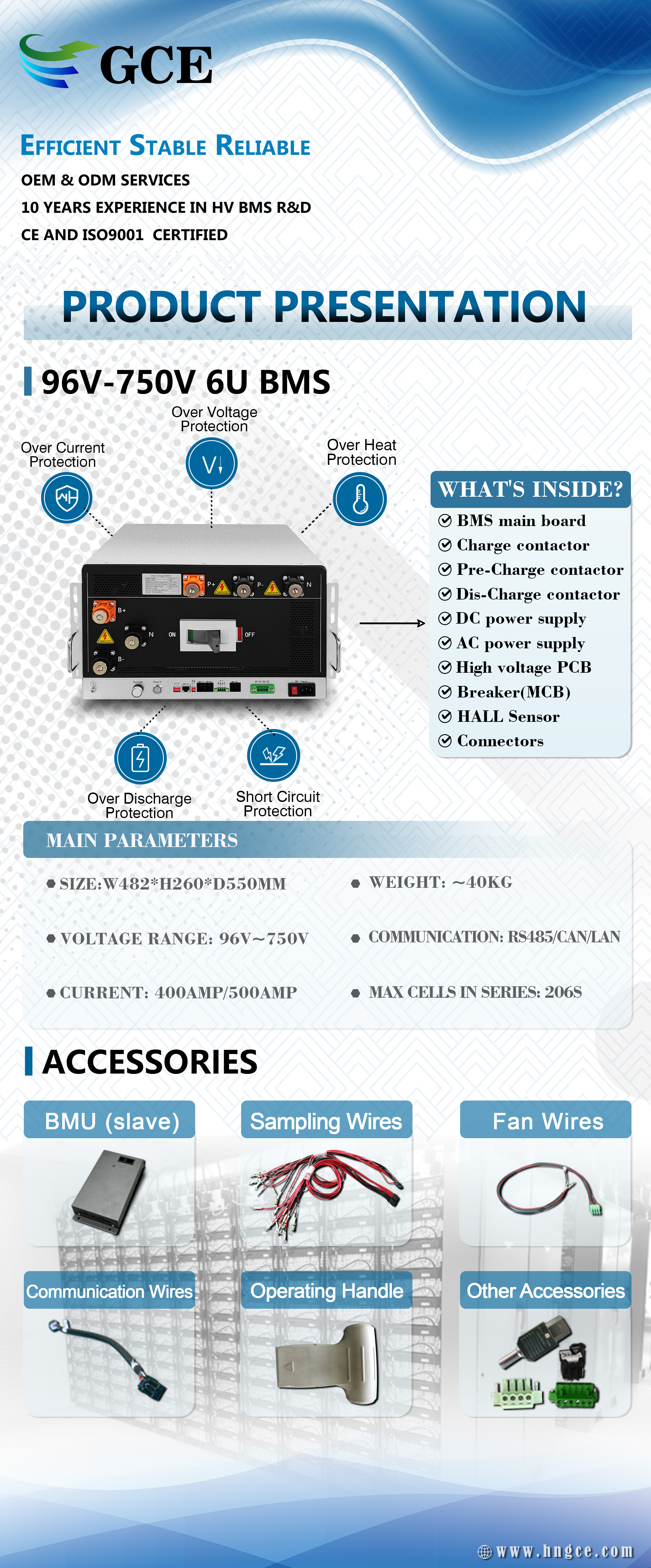 768V±384V 500A High Voltage BMS Power Solution Battery Management System for UPS Lithium Battery