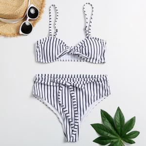 China Tiered Layer Tie a Knot Front Top With Low waist Bikini swimsuit high cut wholesale