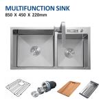 Knife Holder Farmhouse Multifunction Sink 33' Topmount 16 Gauge White 85x45