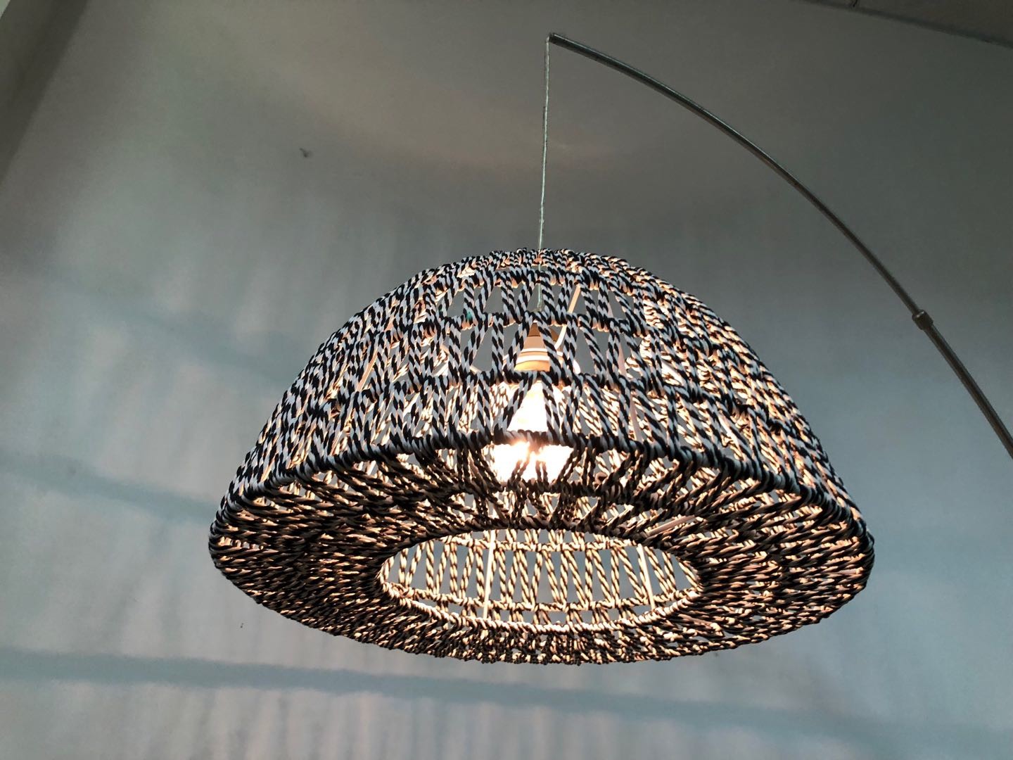 Woolen Yarn String Lamp Shade Bowl Shaped Woven Vintage Hanging