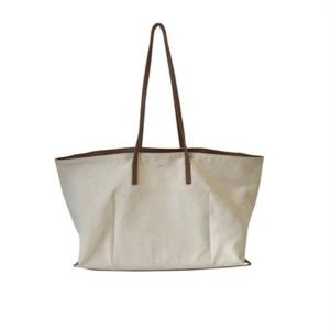 China Cotton Cosmetic Shoulder Zip Beach 50cm Handle Canvas Bag wholesale