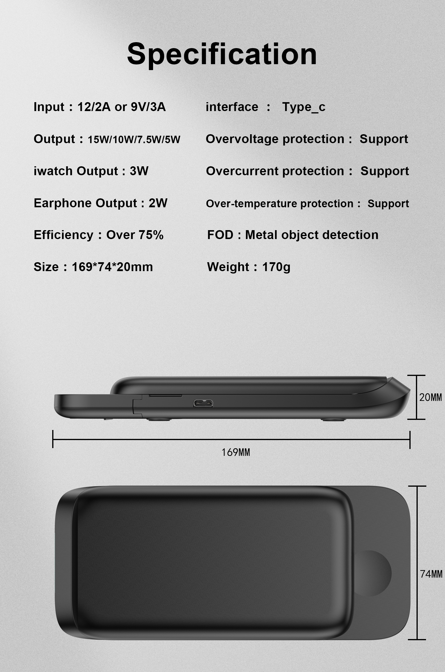 Overvoltage Protection Magnetic Qi 15W Wireless Charger for Watch Airpods and Phones