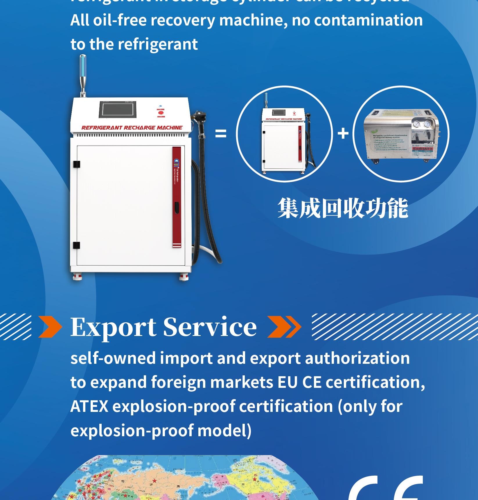 Hydrocarbon R290 R600a Refrigerant Recovery Charging Machine Vapor Recovery Unit Ac Gas Charging Station