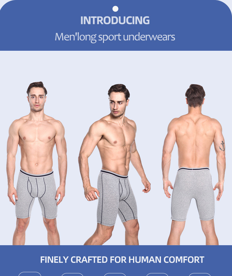 Athletic Fitness Sportswear Mens Boxer Briefs Underwear Long Leg Compression Running