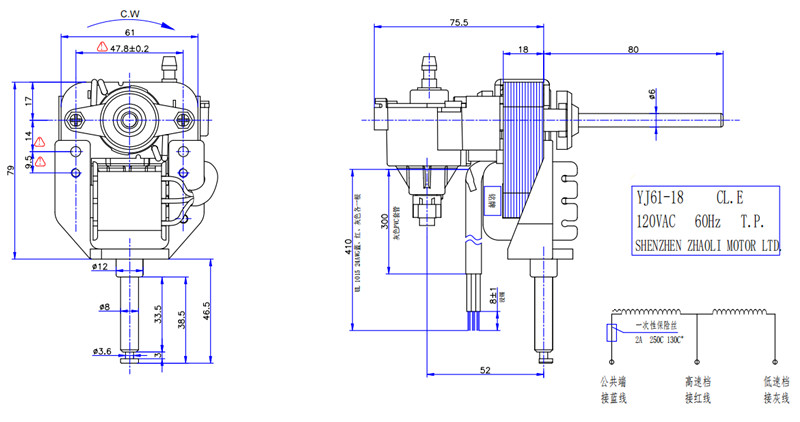 Gearbox Shaded Pole Single Phase Motor For Oscilating Fan Stand Fan Low Noise