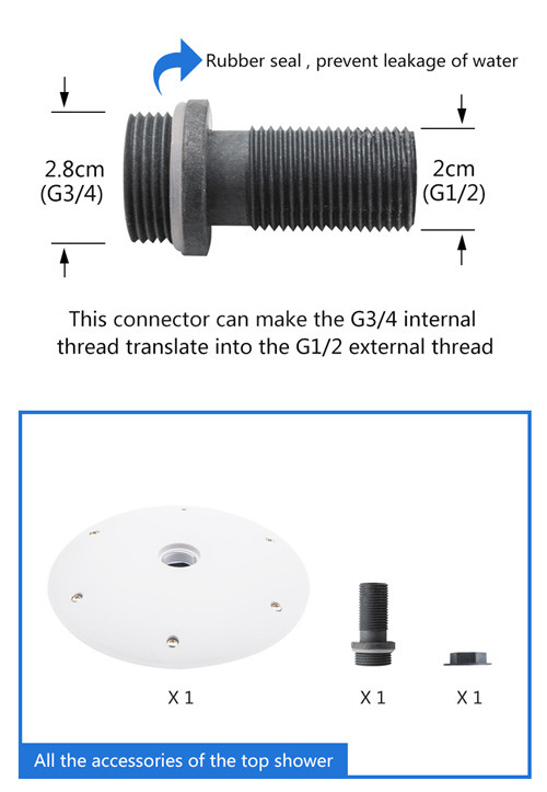 Water Saving Overhead Rainfall Shower Head With ABS / Silicon Rubber Material