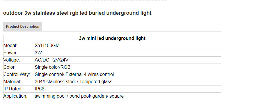 Anti Rust RGB 9W 304SS LED Underground Lights