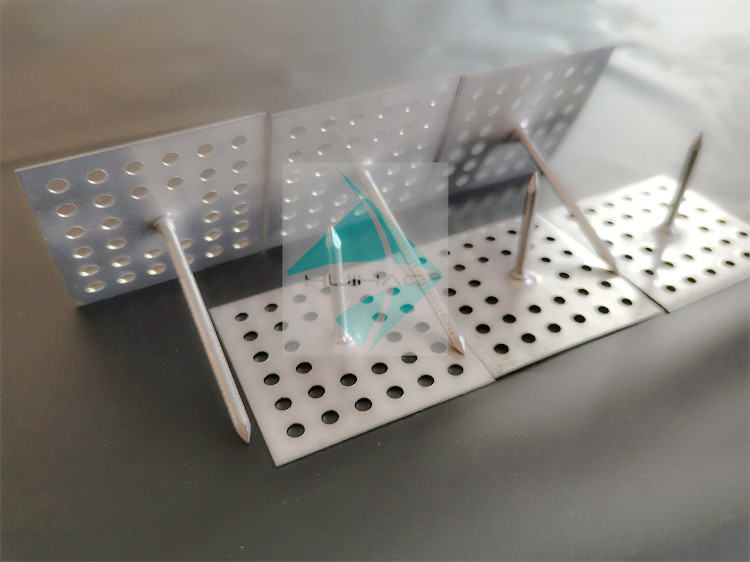 Square 2" Zinc Plated Perforated Base Insulation Hanger Studs Pins Fixing Glass Wool On Wall
