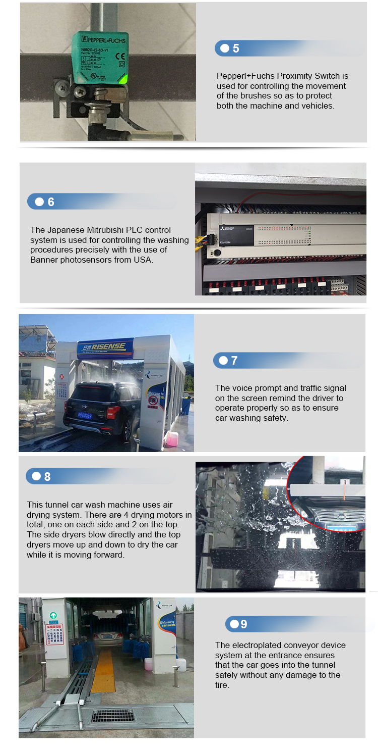 Drive Through Car Wash Tunnel Machine With PLC Control And 9600x3800x3400MM