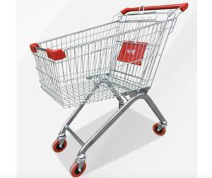 China Zinc Powder Coating Supermarket Shopping Trolley Cart With Flexible Wheel wholesale