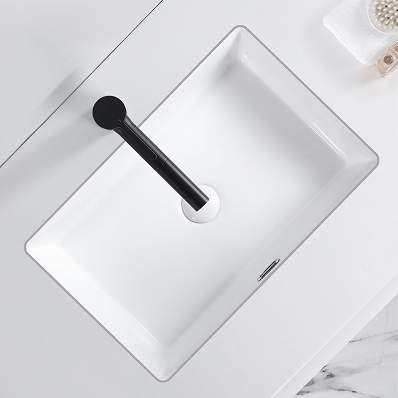 Washroom Undermount Vanity Sink Bowl White Solid Surface Streamlined