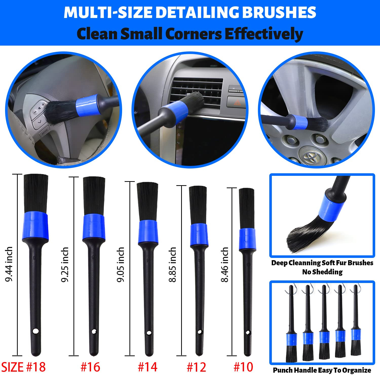 22 Pcs Car Detailing Kit Brushes Set With Auto Drill Sponge Polishing Pads
