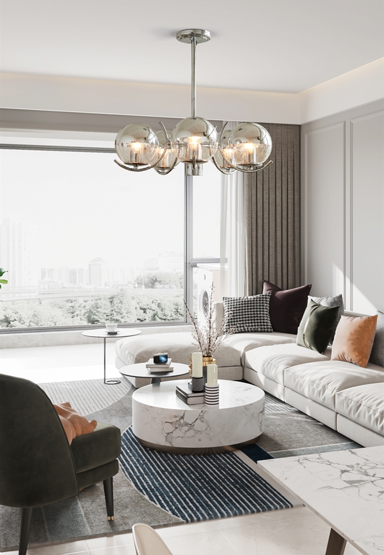 Modern Chrome Chandelier Bedroom Dining Room Art E27 Glass Ball Chandelier (WH-MI-407)