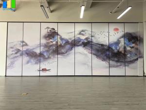 China Decorative Landscape Painting Movable Wooden Acoustic Fabric Panels Divider wholesale