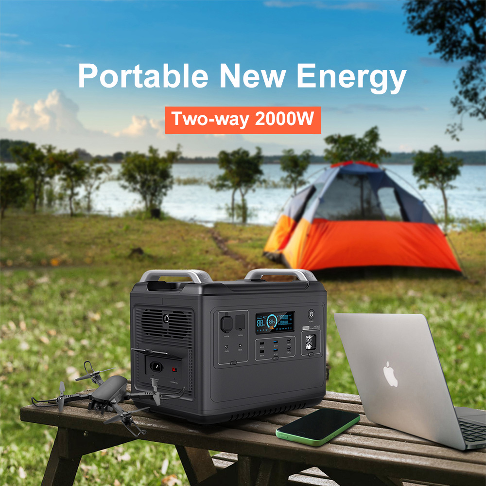 Ups Lithium Portable Power Station Lifepo4 Solar 2000W 1000 Watt Two-Way Quick
