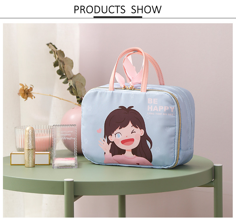 Zipper Closure Cartoon Polyester Travel Toiletry Organizer