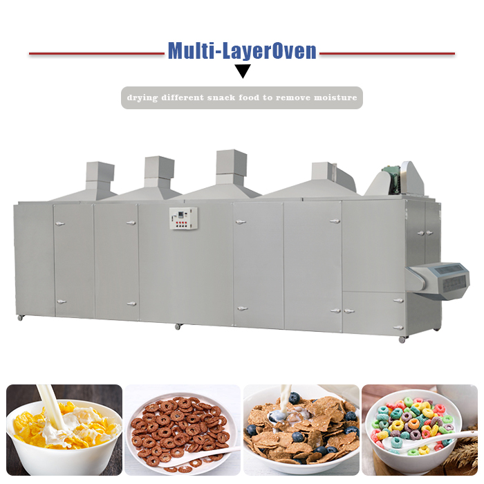 Stainless Steel Breakfast Cereal Production Line Corn Flakes Making Machine