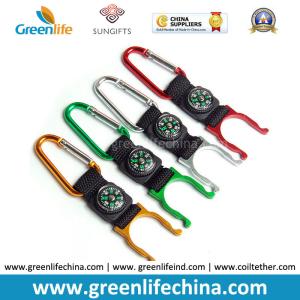 China New promotional accessory keychain carabiner with short lanyard and compass for sports wholesale