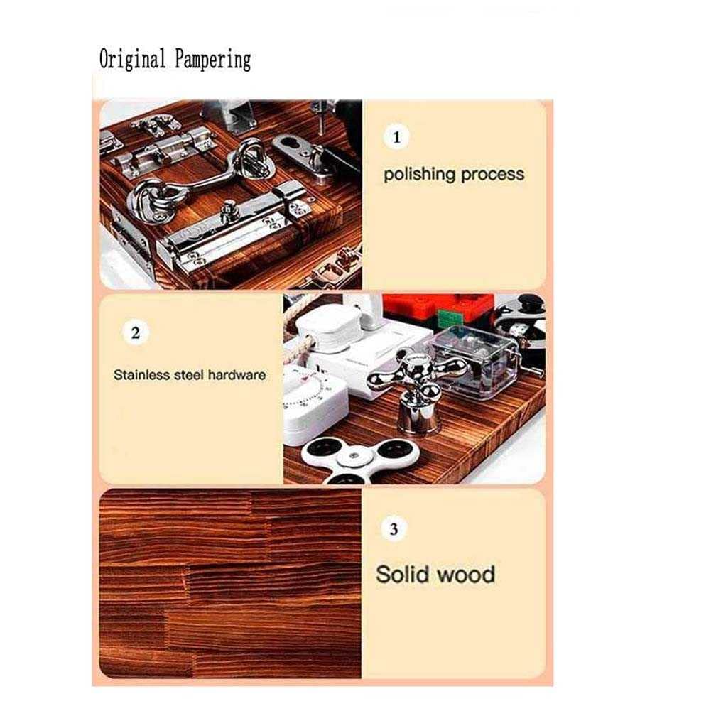 Kids' Travel Toy Beech Wood Busy Board With Keys Latches Buckle Handmade DIY Baby Sensory Activity Boards Game