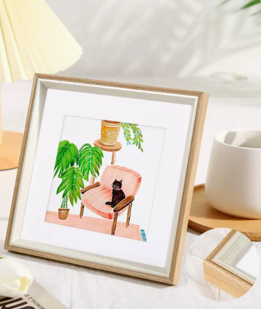 Mdf Personalized Wooden Painting Frame Wall Art Floater Frame For Display Picture