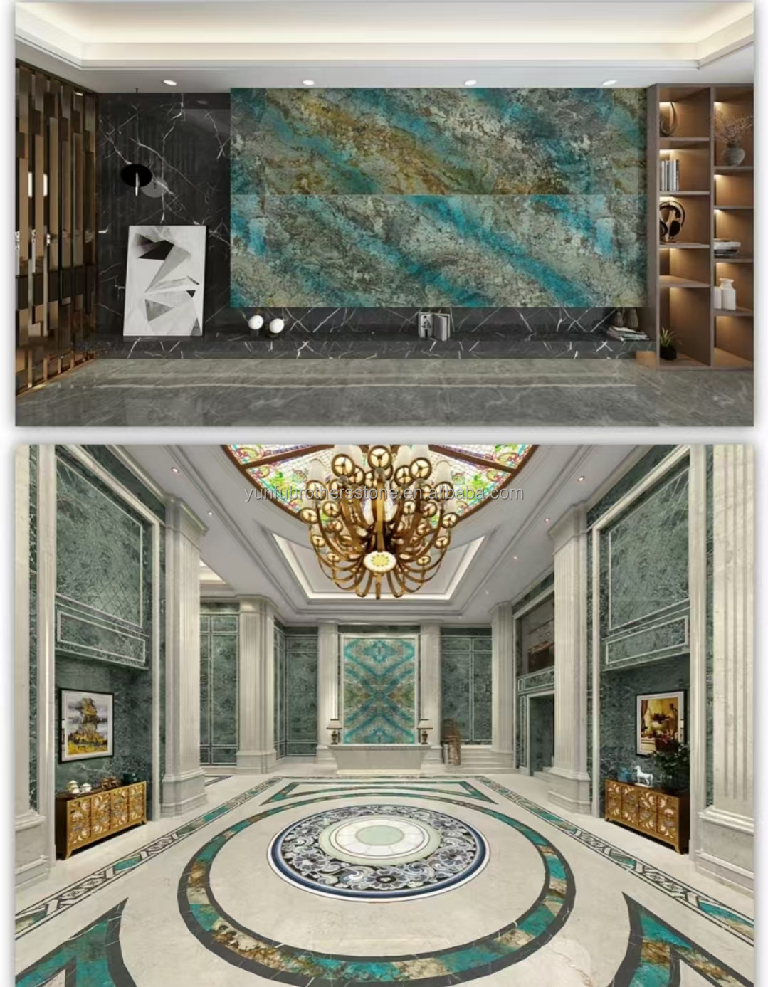 Modern Luxury Fantasy Blue Stone Calcite Marble Dining Table Top with Polished Finish