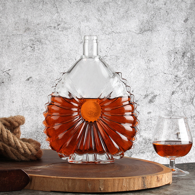 Customized Hot Stamping 200ml 375ml 500ml 750ml Round Glass Liquor Bottle