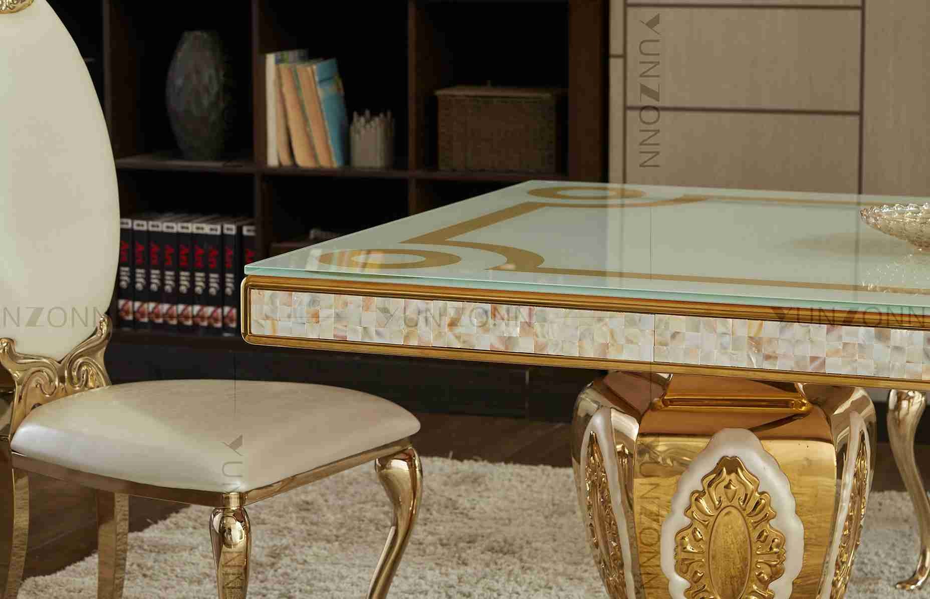 Luxury Noble Atmosphere Wedding Banquet Tables Pattern Dining Table With 10-12 Seaters