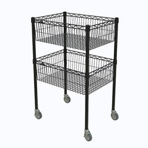 China NSF Approval 2 Layers Commercial Black Kitchen Wire Metal Storage Baskets Shelving wholesale