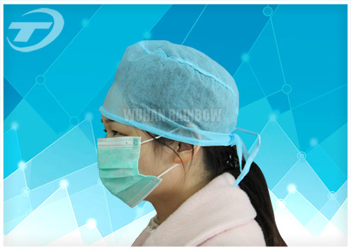 Blue Disposable Nonwoven Doctor Cap/Caps With Tie On Or Elastic 61*14cm