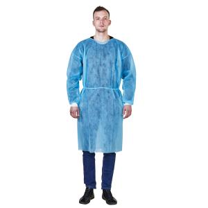 China Lab Coat Style Non-woven Fabric Blue Isolation Disposable Operation Gown for Men Women wholesale