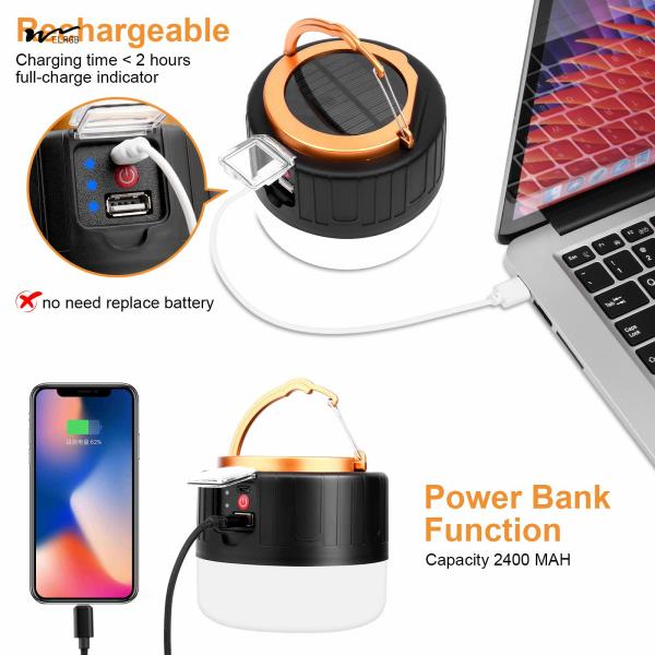 Waterproof USB Rechargeable Solar Camping Light with Remote Control 3- 1000LM 5 Modes