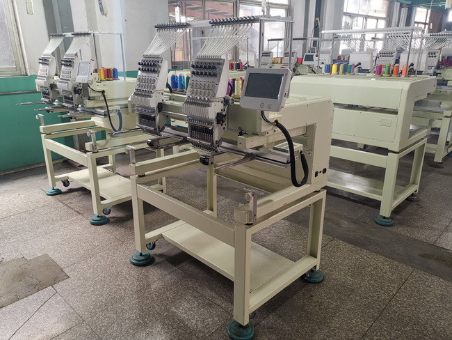 Maximum Speed 1200 Rpm 2 Head Embroidery Machine For Flat + Cap + T - Shirt