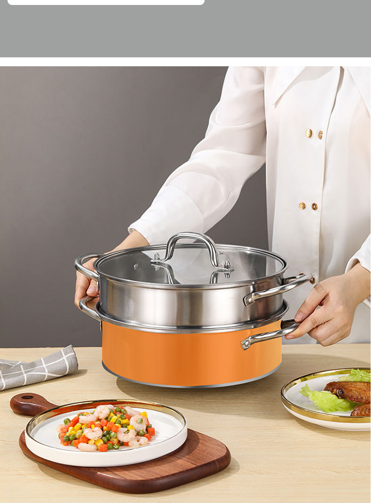 Factory 28 CM Steamer Pot Stainless Steel Dumplings Seafood Rice Cooking Food Steamer Pot For Sale