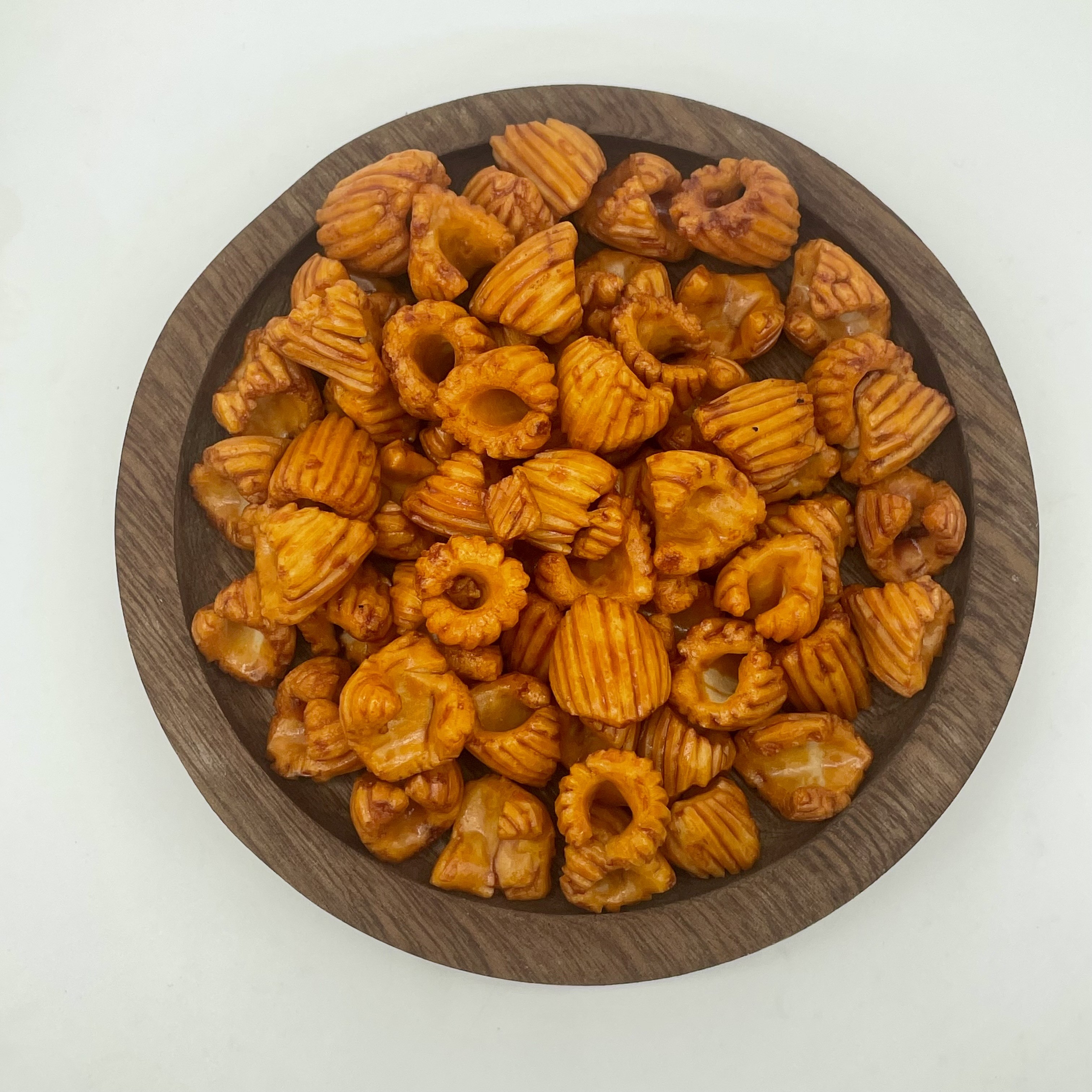 Bold Crispy Rice Crackers Spicy Flavor Textured Design Snack Ready