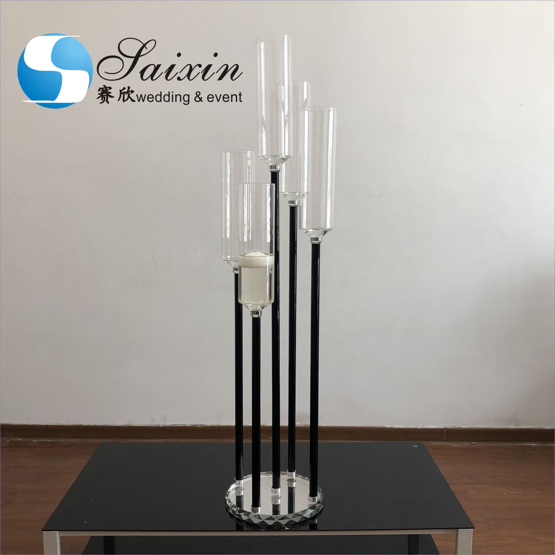 Hot Sale Wedding Decor Supplies 5 Arms Candelabra Floating Candles Holder Crystal Candelabra Centerpieces