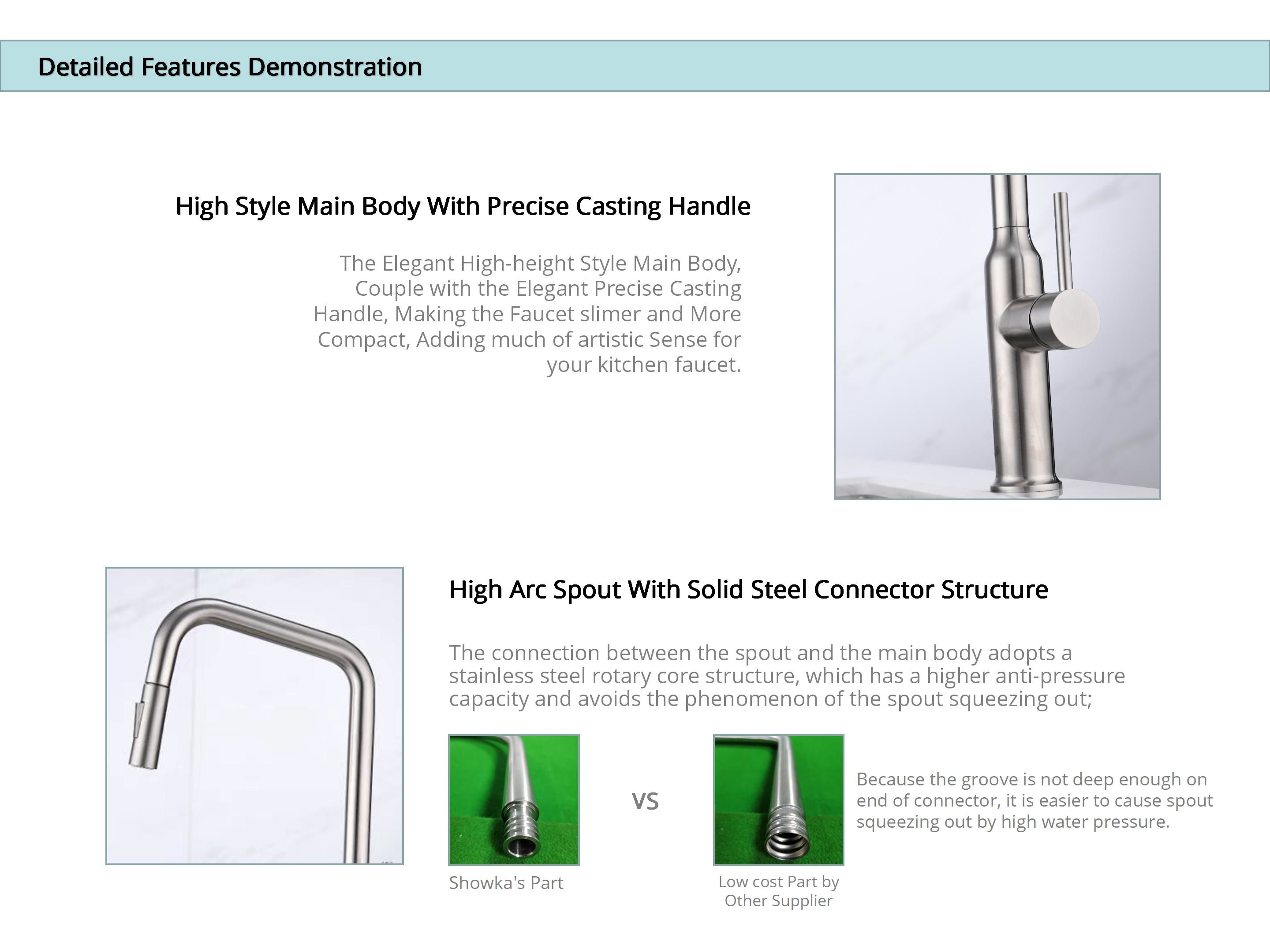 Smart Single Hole Kitchen Faucet With Sprayer High Arc Tubular Spout Mixer